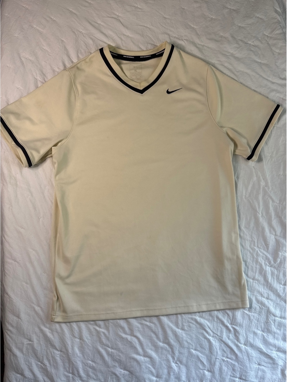 Nike Baseball Men's Jersey V-Neck Cream with Black Trim Size XL